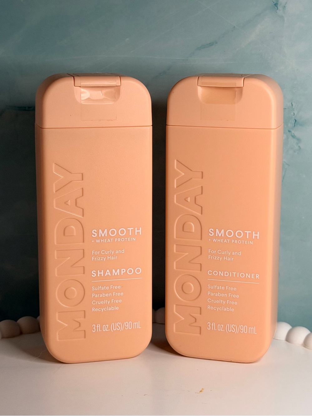 Monday Smooth + Protein Shampoo & Conditioner Curly Haircare Travel Size 3 oz.